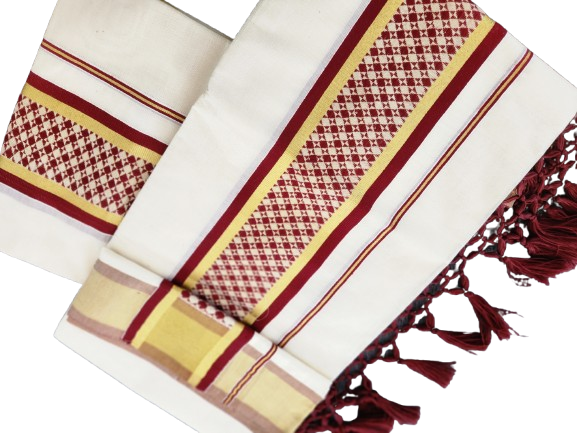 Kerala Set Mundu Reddish Maroon