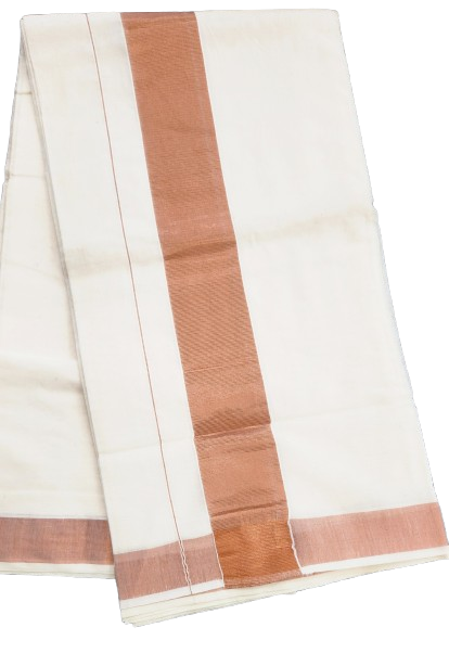 Plain Set Saree with Copper Colour Border