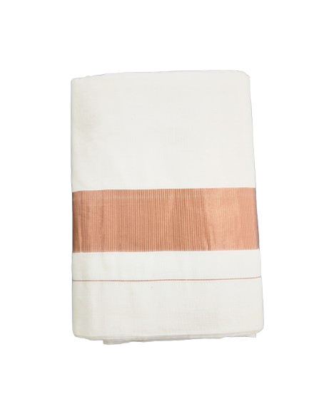 Plain Set Saree with Copper Colour Border