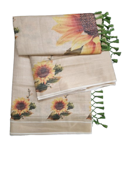 Floral printed Set Saree Sunflower Floral Design