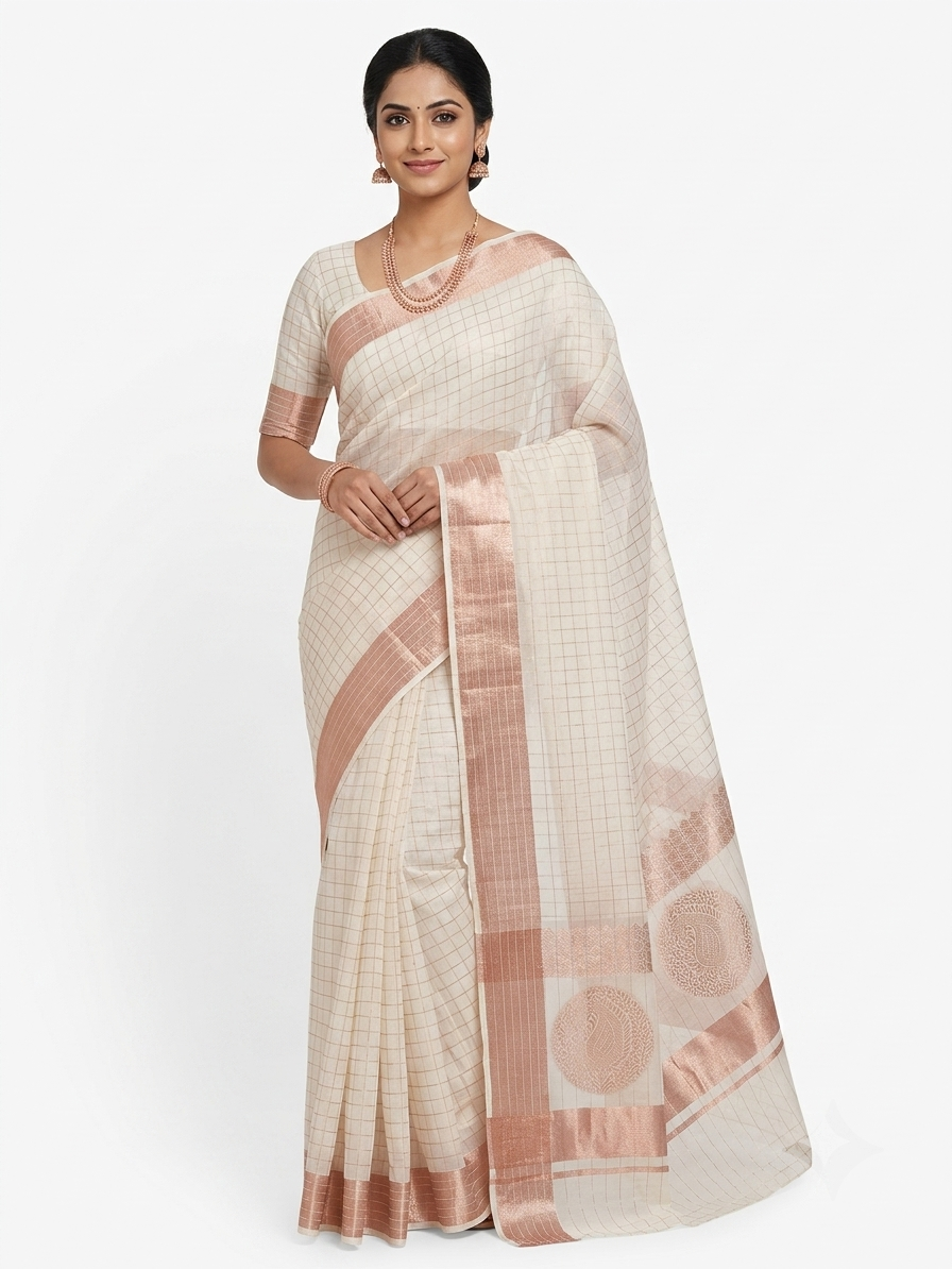 Copper Line Pattern Set Saree